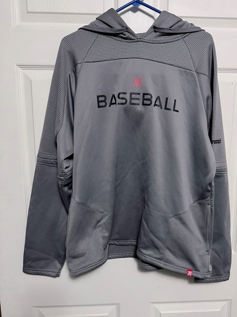 Men’s Gray Baseball Crewneck Hoodie - Performance Pullover